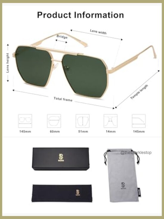 Retro Oversized Square Polarized Sunglasses Vintage Metal Frame